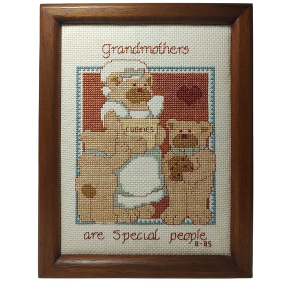 Vintage Cross Stitch‎ Grandmothers are Special People Completed Framed Made 1985 - Picture 1 of 11